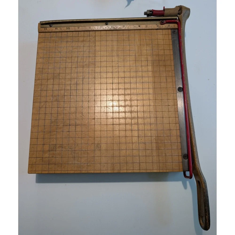 Ingento No. 4 Paper Cutter Guillotine Trimmer #4 Wood Cast Iron 12